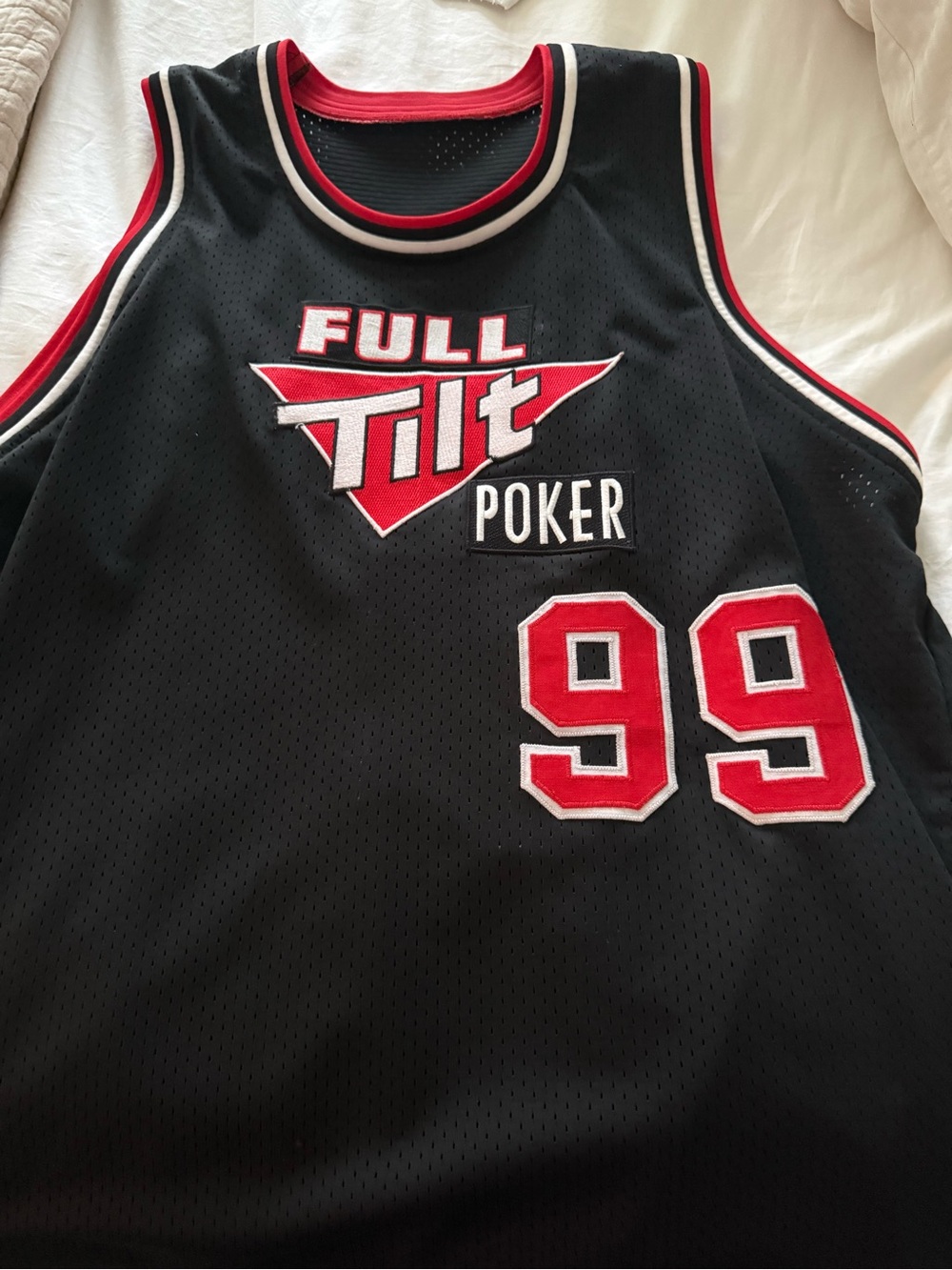 Full Tilt Black Red Mesh Poker Jersey Tank